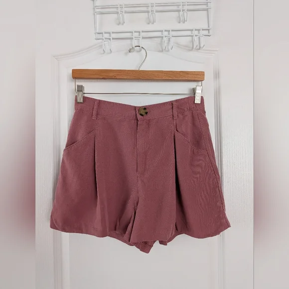 Zara high waisted pleated shorts mauve red medium - Picture 11 of 11